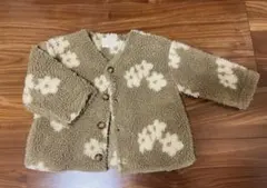 花柄　グリーン　ボア　アウター