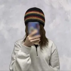 ストリート ビーニー 深め　ニット帽 男女兼用 韓国 y2k メリノウール