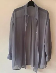 【COLZA】グレー シースルー シフォン シアーシャツのサムネイル