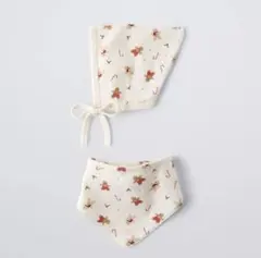 ZARA プリント柄フード＆バンダナセット　ジンジャーマン スタイ ボンネット