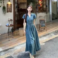 DHOLIC フレアデニムシャツワンピース美品 韓国