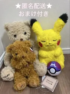 テディベア　ポケモン　ピカチュウ　ぬいぐるみ　マスターボール　4点　おまけ付きのサムネイル