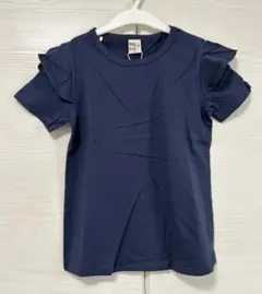 子供　Tシャツ　フリル　袖フリル　ネイビー　カットソーのサムネイル