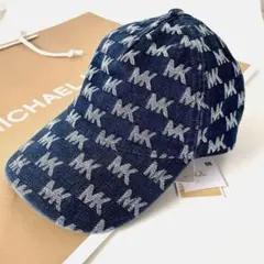 マイケルコース☆新品☆ MK ジャカード デニム キャップ 帽子/ブルー 青