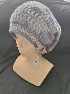 青系ニットビーニー帽子 e