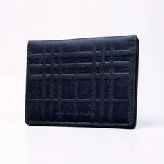 美品　バーバリー　パスケース　定期入れ　レザー　エンボスチェック　ブラック　黒