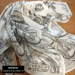 Givenchy 花柄シルクシフォンスカーフ 約58cm角