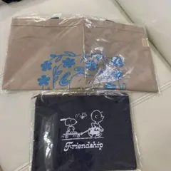 2点　スヌーピーエコバッグ　スヌーピーデニムポーチ　アオキノベルティ　AOKI