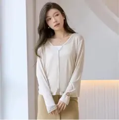 カーディガン 薄手 日焼け防止 ホワイト フリーサイズ無地 長袖 冷房対策