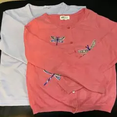 2点セット／H&M トンボ刺繍 カーディガン ／ラベンダー色カーディガン