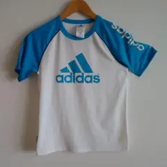 adidas ホワイト ブルー Tシャツ150