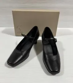 美品 ing ブラックレザー ストラップシューズ　サイズ　23ｃｍ 3E