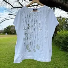 zucca archive フリル　Tシャツ　シルバー　ホワイト　Ｍ