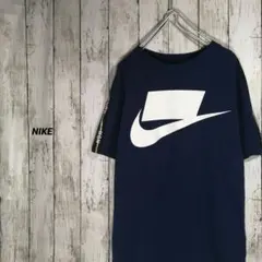 NIKE NSW 袖ライン ブロックロゴTシャツ ネイビー M