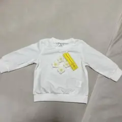 新品未使用　花モチーフ ホワイト トレーナー 長袖トップス　女の子　80