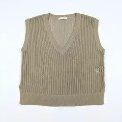 chocol raffine robe メッシュ編み Vネックベスト ベージュのサムネイル