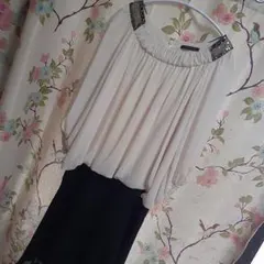 MAITRESSE 長袖ドレープワンピース ホワイト・ブラック