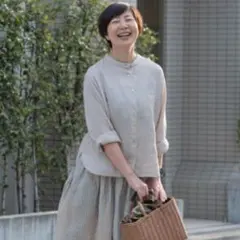 【キナル】fog linen work あっこたん　ていばんシャツ　ピンク系のサムネイル