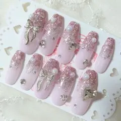 現品❤バレリーナ 韓国 ワンホン ラメ フレンチガーリー 量産型 ネイルチップ②