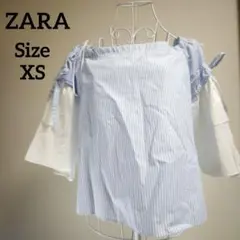 【タグ付き☆かわいい☆ZARA】青　白　ストライプカットソー　サイズXS
