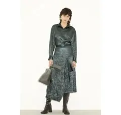 SLY WRINKLE SATIN DRAPE スカート グリーン