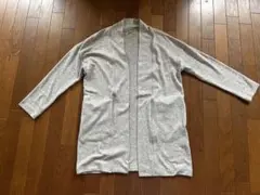 グレー 長袖カーディガン オープンフロント