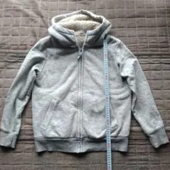 ユニクロ、ボアスウェットフルジップパーカ　グレー150cm