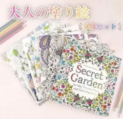 大人の塗り絵 色鉛筆だけで楽しむ 8冊セット 花 動物 風景 プレゼント