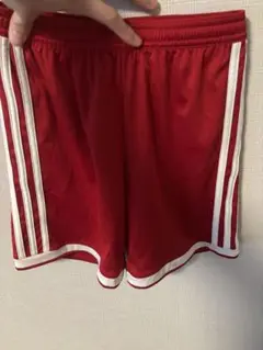 adidas レッド ハーフパンツ 3本ライン
