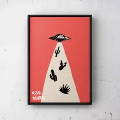 【オリジナルポスター】UFO×植物（アガベ・サボテン）アートポスター A4サイズ