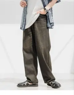 RAGEBLUE　10オンス/ルーズフィットデニムバギーパンツ5P ダークグレー