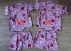 【美品】甚平 ピンク 70・90サイズ　セット