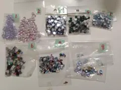 ビーズセット 多色・多形状 クリア・紫・青・緑