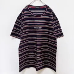 ブラックレーベル　Tシャツ クルーネック　ボーダー　総柄　大きいサイズ　LL 紺のサムネイル