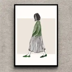 24.女性のイラスト　モダン　ミッドセンチュリー　シンプルインテリア　ポスター