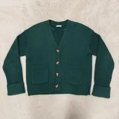 GU ニットカーディガン グリーン Sサイズ 厚手 羽織り ※ポケットほつれあり