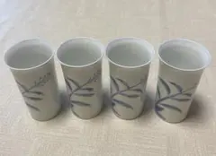 たち吉 青い葉模様 陶器グラス 4個セット
