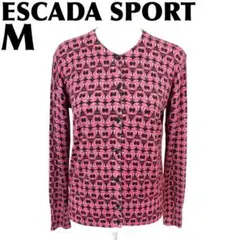 【美品】 ESCADA SPORT 長袖カーディガン M ピンク ハート柄のサムネイル