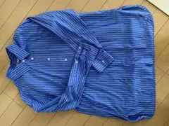 青と白のストライプ 長袖シャツ　UNIQLO