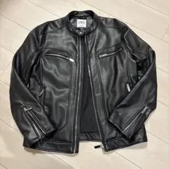 り*う様 ZARA ブラック レザーライダースジャケット M