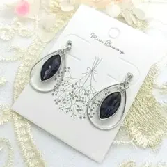 ハンドメイド　パープル　オシャレ　クリスタル　ピアス