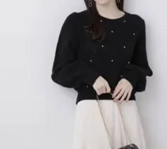 プロポーション ボディドレッシング　アーガイルフロントビジューニット