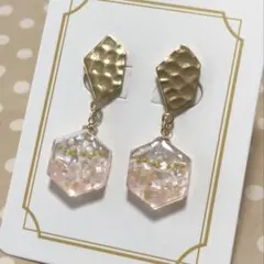 42イヤリング☆ホワイトピンクシェル