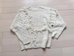 LOWRYS FARM アイボリー ケーブルニット