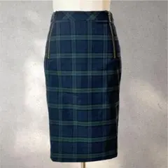 【ミッシェルクラン】36サイズ/タイトスカート/チェック柄/ネイビー/ミニ丈