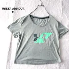 アンダーアーマー　Tシャツ　ビッグロゴ　スポーツ　吸汗速乾　カジュアル　カーキM