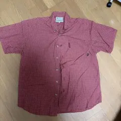 Columbia 半袖シャツ チェック レッド L