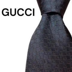 【美品】GUCCI グッチ ネクタイ GG柄 グレー イタリア製