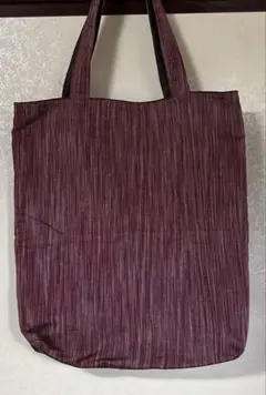 着物リメイク　大島紬　ストライプ模様の布製エコバッグ