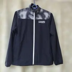 UAトリコット プリント ウーブン フルジップ ジャケット 160サイズブラック